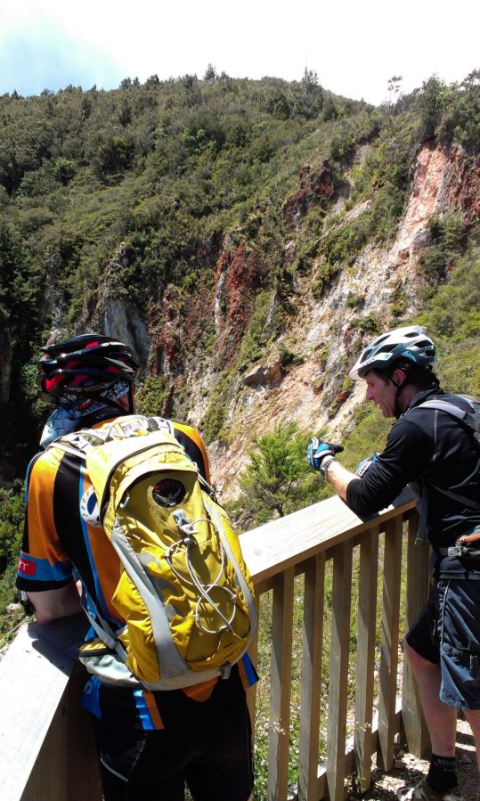 Aidan and Kevin admiring the view on Rainbow Mountain